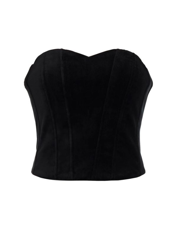 Bcbg Velvet Sweetheart Bustier Top Black - Image 7