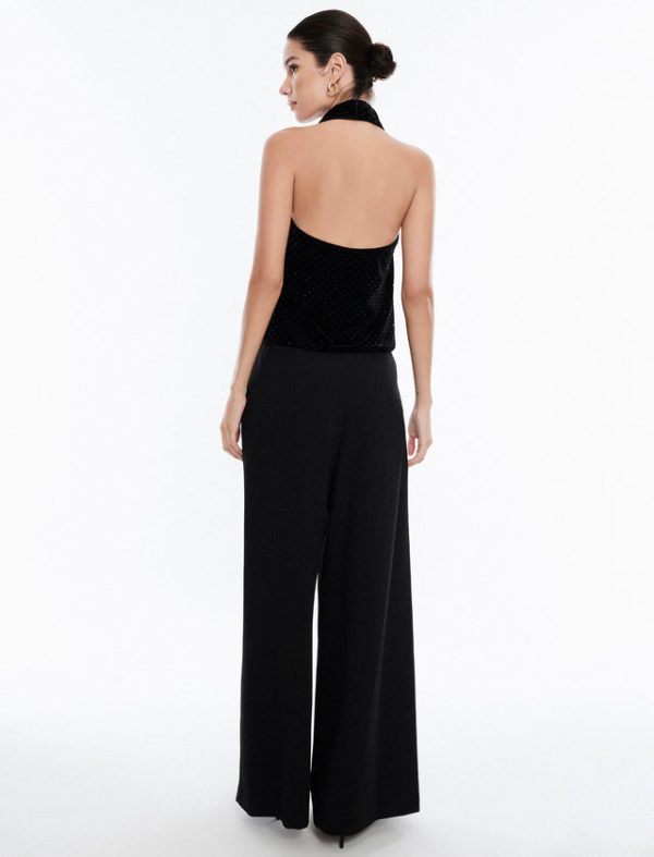 Bcbg Studded Velvet Surplice Halter Top Black - Image 4