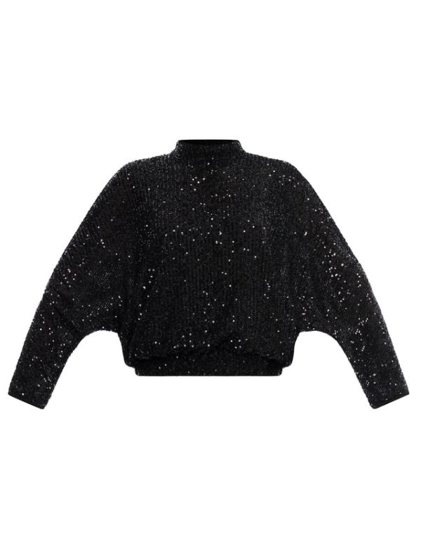 Bcbg Sequin Mock Neck Dolman Top Black - Image 8