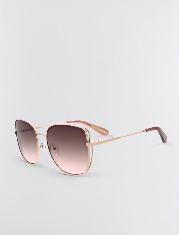 Bcbg Muse Square Sunglasses Shiny Rose Gold