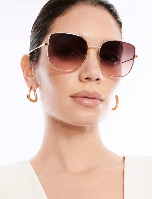 Bcbg Muse Square Sunglasses Shiny Rose Gold - Image 4