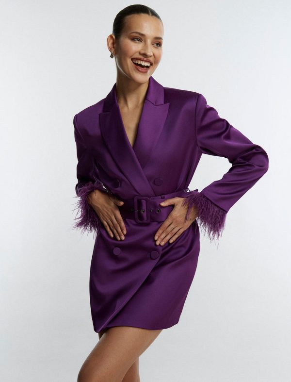 Bcbg Blossom Belted Blazer Dress Purple