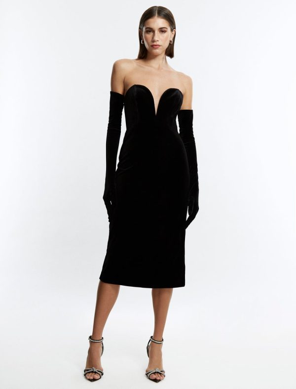 Bcbg Amadea Gloved Midi Dress Black