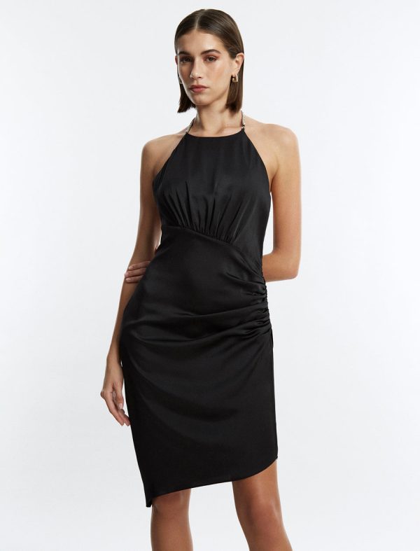 Bcbg Anwen Ruched Mini Dress Black - Image 2