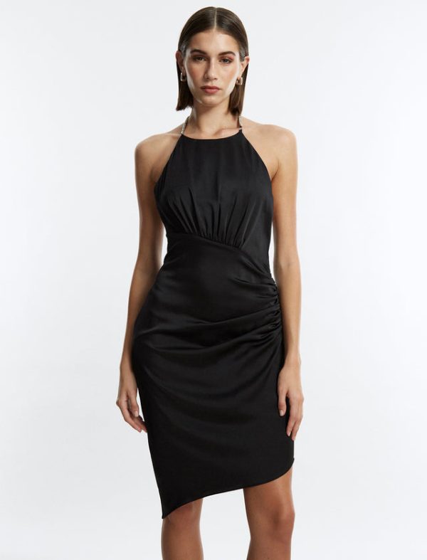 Bcbg Anwen Ruched Mini Dress Black - Image 5