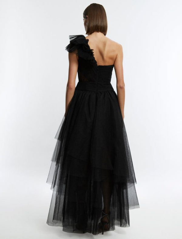 Bcbg Isobel One Shoulder Tulle Gown Black - Image 4