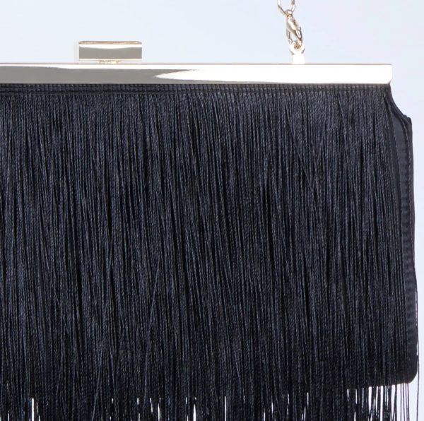 BCBG CARLA FRINGE FRAME CLUTCH - BLACK - Image 3