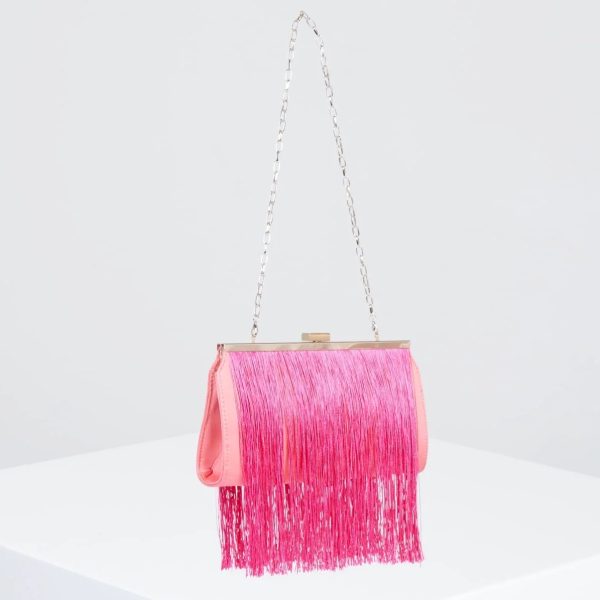 BCBG CARLA FRINGE FRAME CLUTCH - CALYPSO CORAL - Image 2