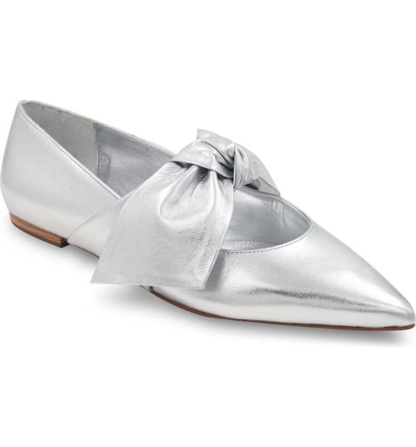 Bcbg Prely Pointed Toe Flat Silver