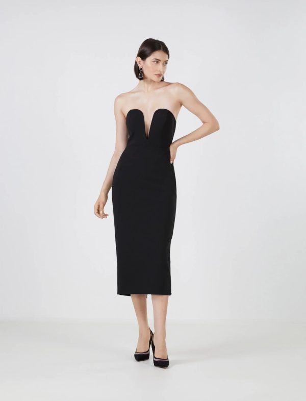 BCBG CARLO STRAPLESS MIDI DRESS - BLACK BEAUTY - Image 2