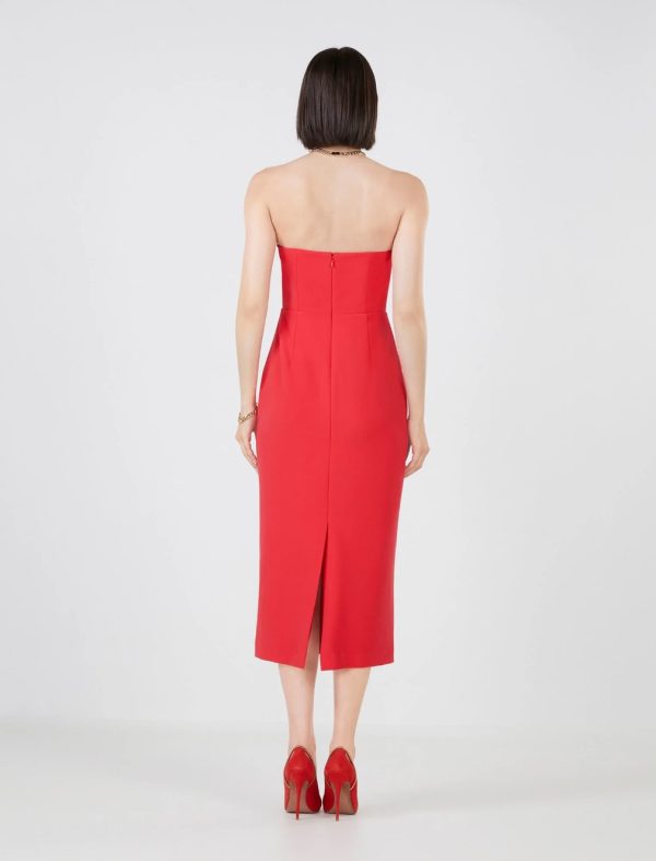 BCBG CARLO STRAPLESS MIDI DRESS - RUBICONDO - Image 3