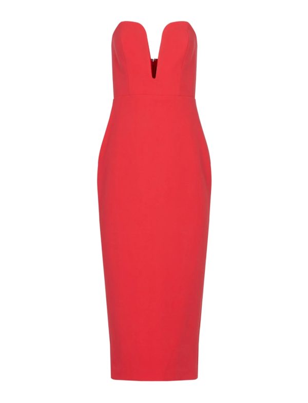 BCBG CARLO STRAPLESS MIDI DRESS - RUBICONDO - Image 5