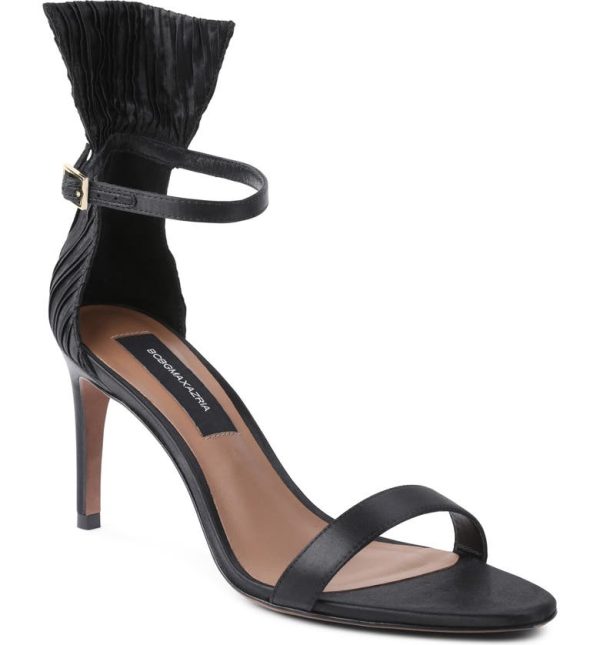 Bcbg Tara Ankle Strap Sandal Black Satin