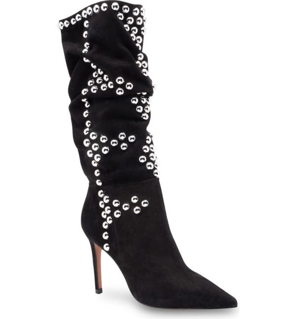 Bcbg Toni Studded Suede Stiletto Boot Black