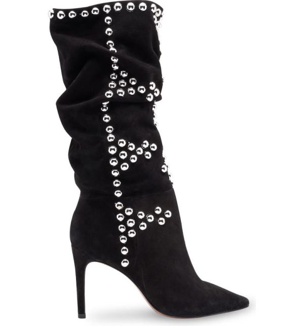 Bcbg Toni Studded Suede Stiletto Boot Black - Image 3