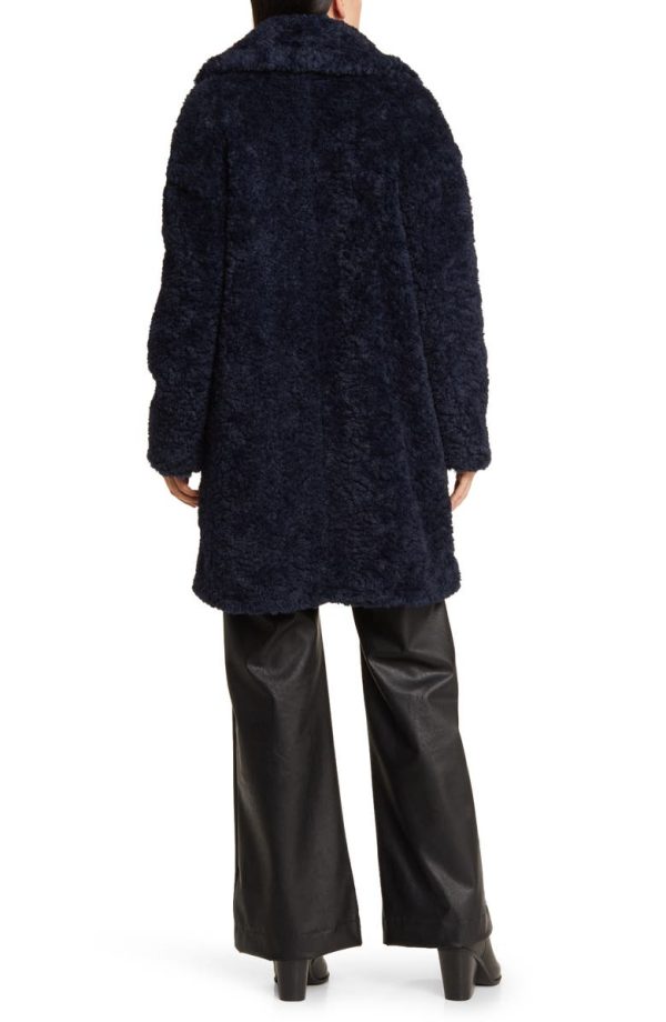 Bcbg Longline Double Breasted Faux Fur Coat Sapphire - Image 2