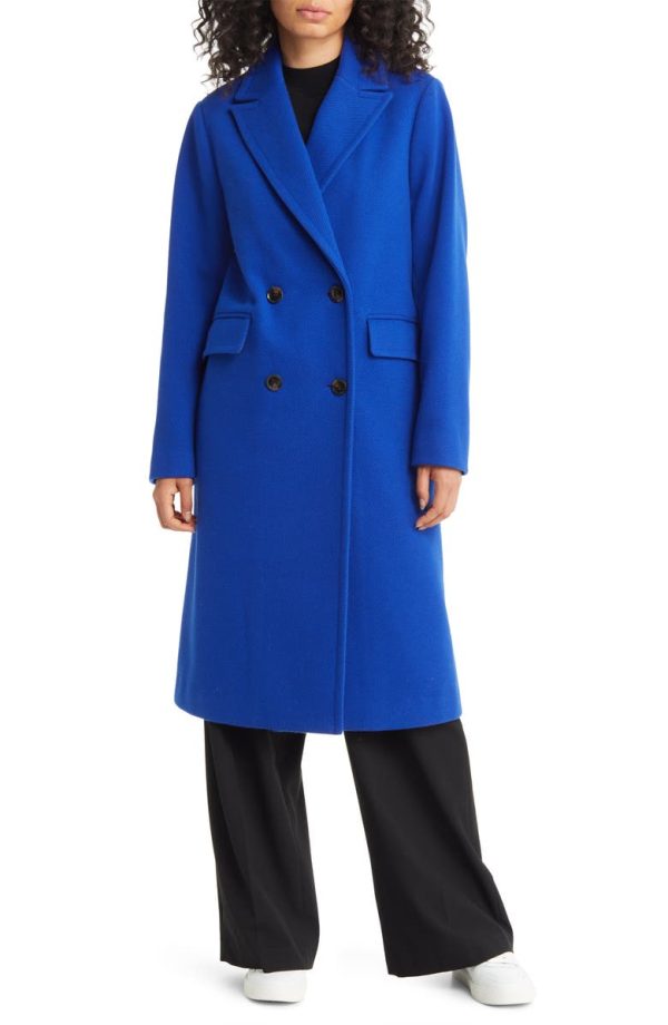 Bcbg Double Breasted Coat Royal Blue