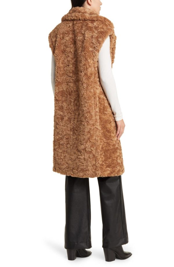 Bcbg Longline Faux Fur Vest Toffee - Image 2