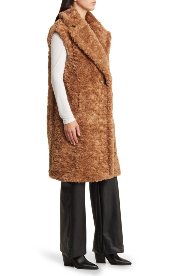 Bcbg Longline Faux Fur Vest Toffee - Image 4