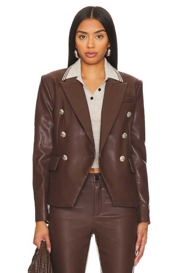 Bcbg Faux Leather Blazer Chocolate