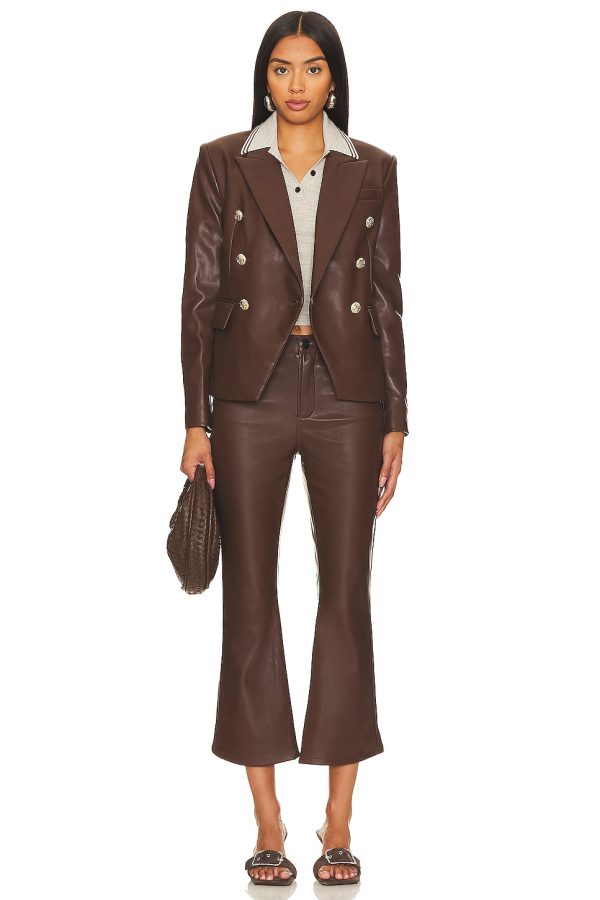 Bcbg Faux Leather Blazer Chocolate - Image 2