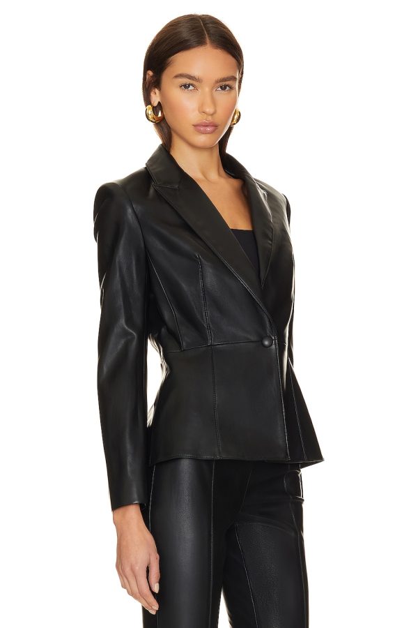 Bcbg Leather Blazer Black - Image 3