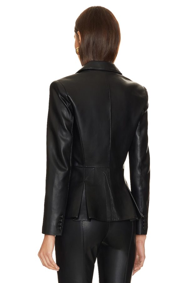 Bcbg Leather Blazer Black - Image 4