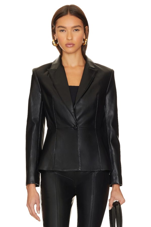 Bcbg Leather Blazer Black - Image 5