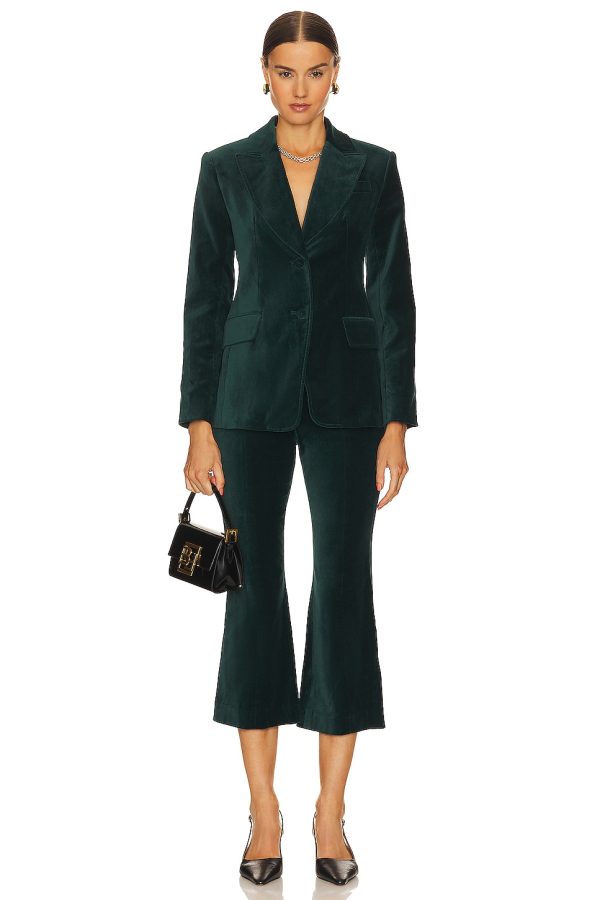 Bcbg Velvet Crop Pant Emerald - Image 2