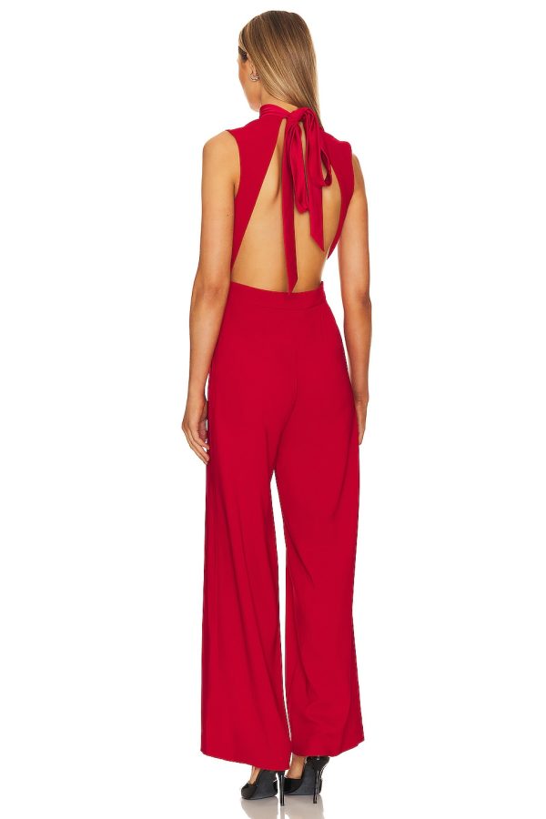 Bcbg Tie Back Jumpsuit Red - Image 2