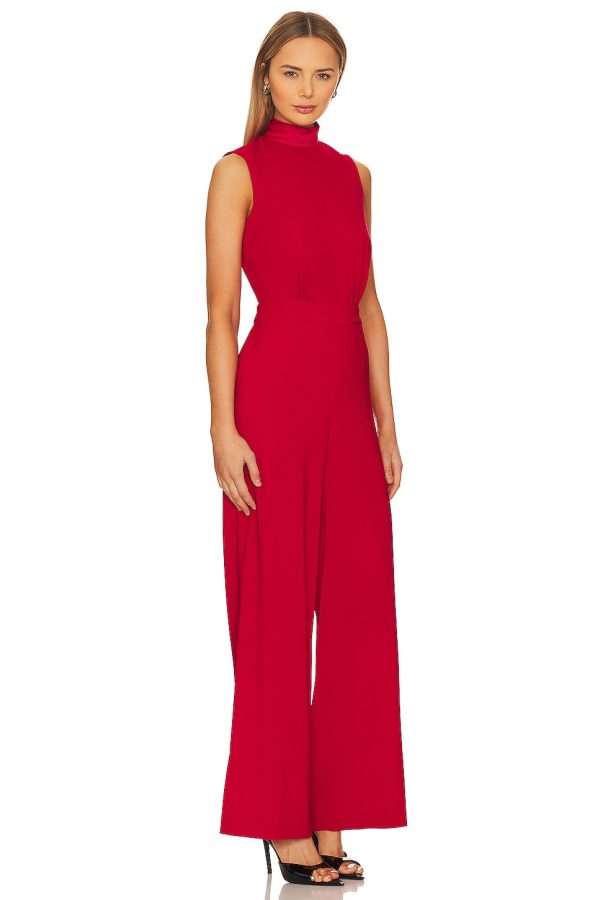 Bcbg Tie Back Jumpsuit Red - Image 3