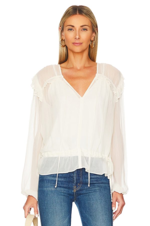 Bcbg Ruffle Blouse Gardenia