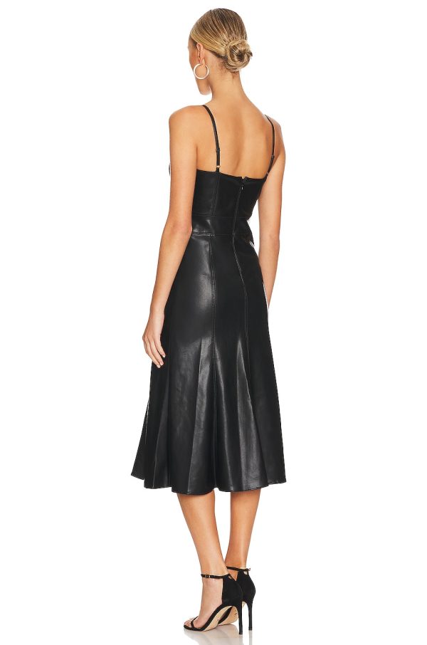 Bcbg Faux Leather Midi Dress Black - Image 3