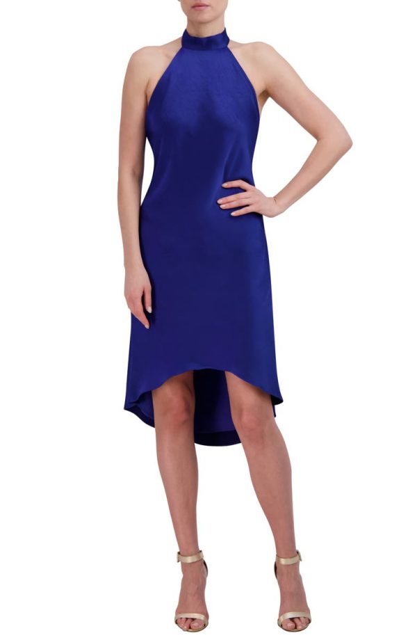 Bcbg Halter Satin Cocktail Dress Sodalite