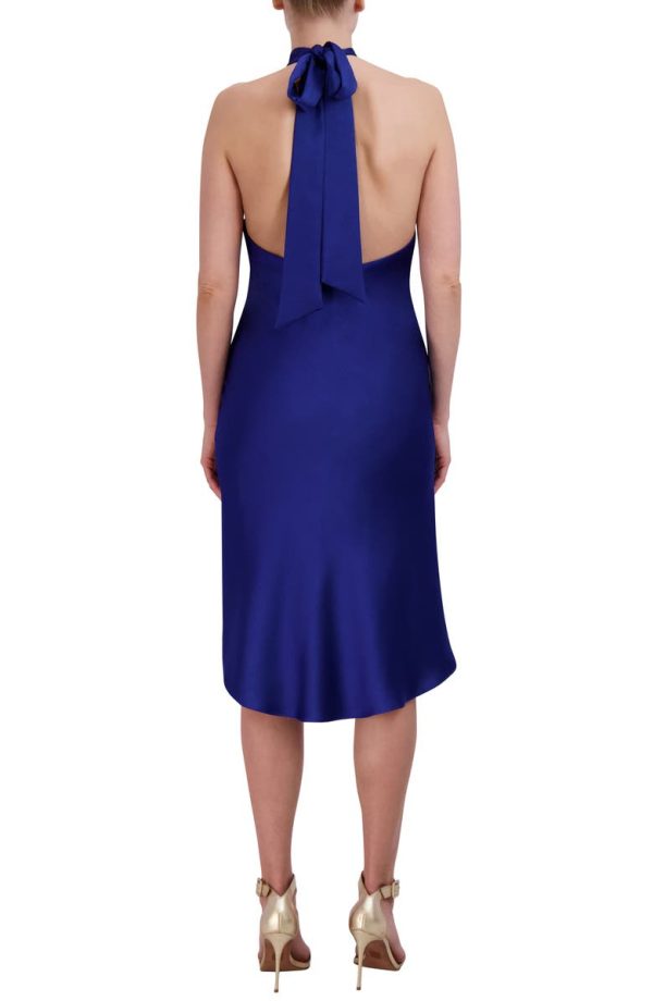 Bcbg Halter Satin Cocktail Dress Sodalite - Image 2