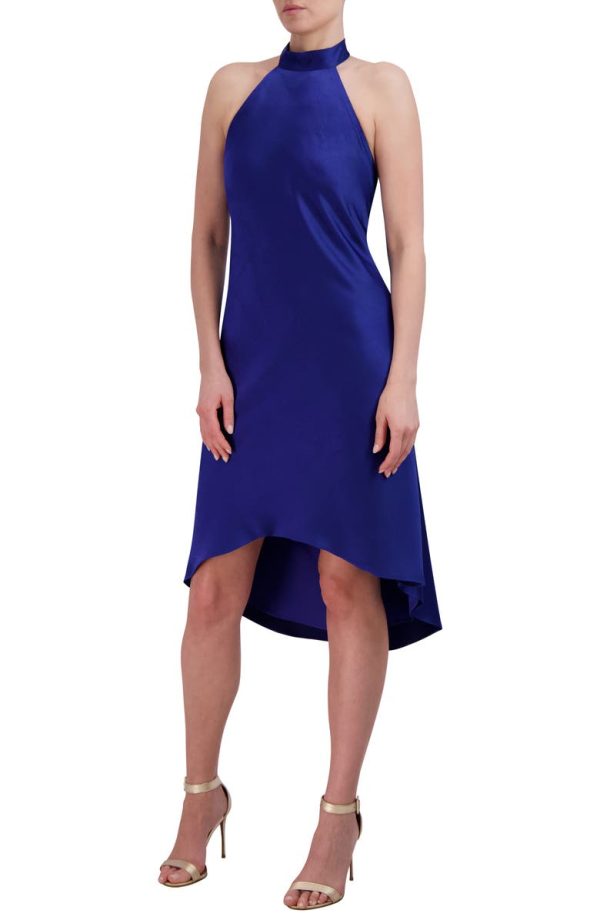 Bcbg Halter Satin Cocktail Dress Sodalite - Image 3