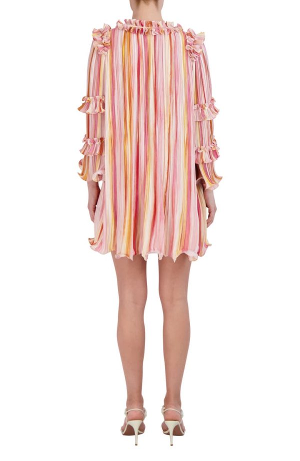 Bcbg Stripe Pleated Ruffle Minidress Multi - Image 2