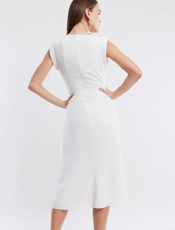 BCBG CECILE CAP SLEEVE MIDI DRESS - GARDENIA - Image 4