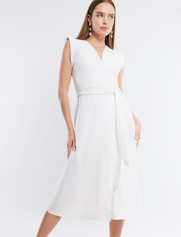 BCBG CECILE CAP SLEEVE MIDI DRESS - GARDENIA - Image 5