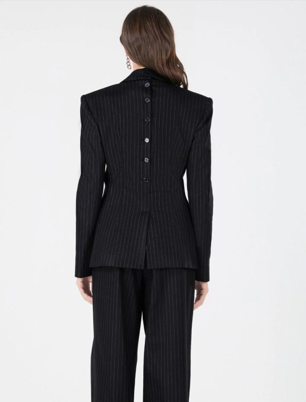 BCBG ALDINA BUTTON-BACK BLAZER - BLACK - Image 2