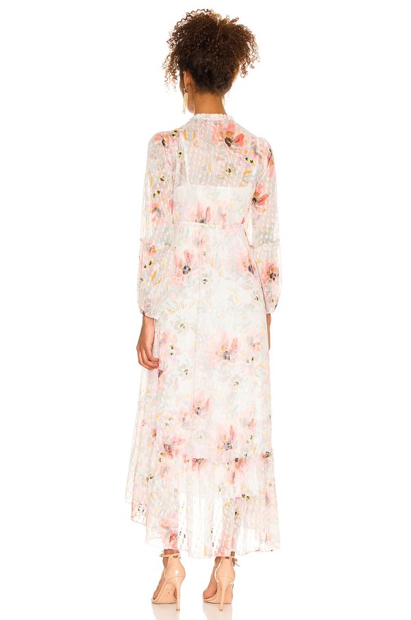 Bcbg Floral Day Dress Blurred Watercolor Floral - Image 4