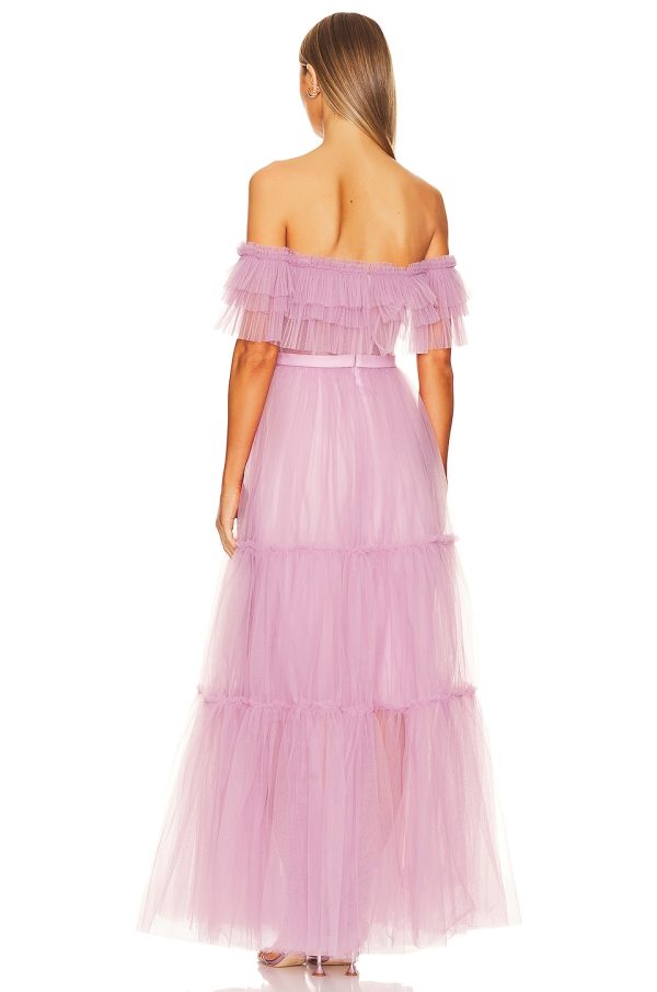 Bcbg Off Shoulder Tiered Gown Lavender Herb - Image 2