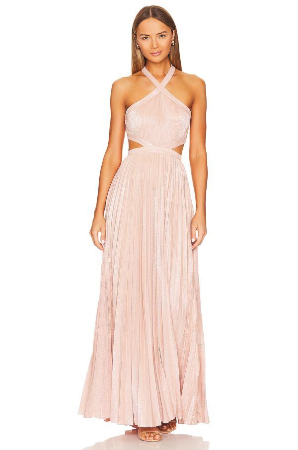 Bcbg Metallic Evening Gown Bare Pink