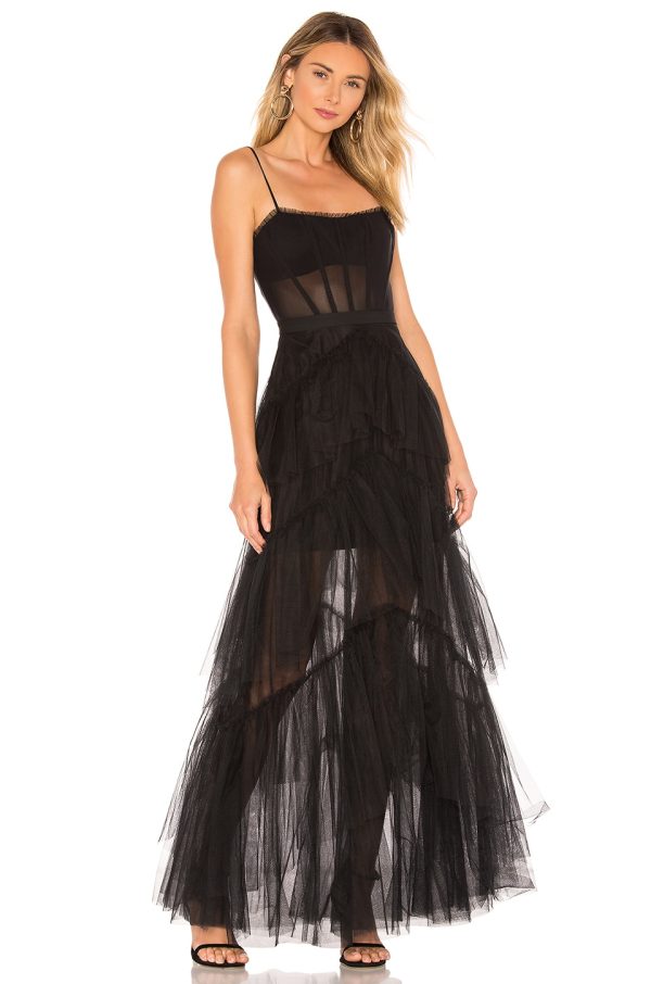 Bcbg Corset Tulle Gown Black