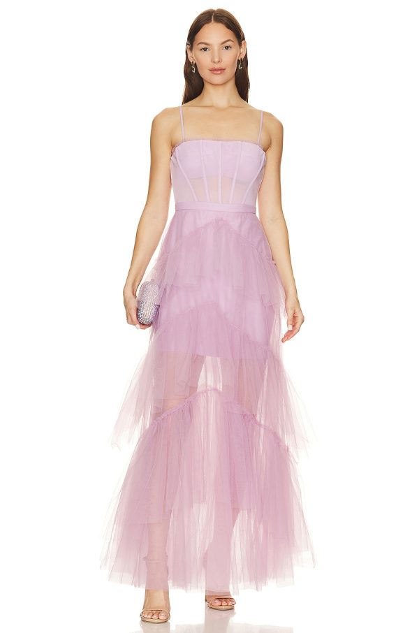 Bcbg Corset Tulle Gown Orchid