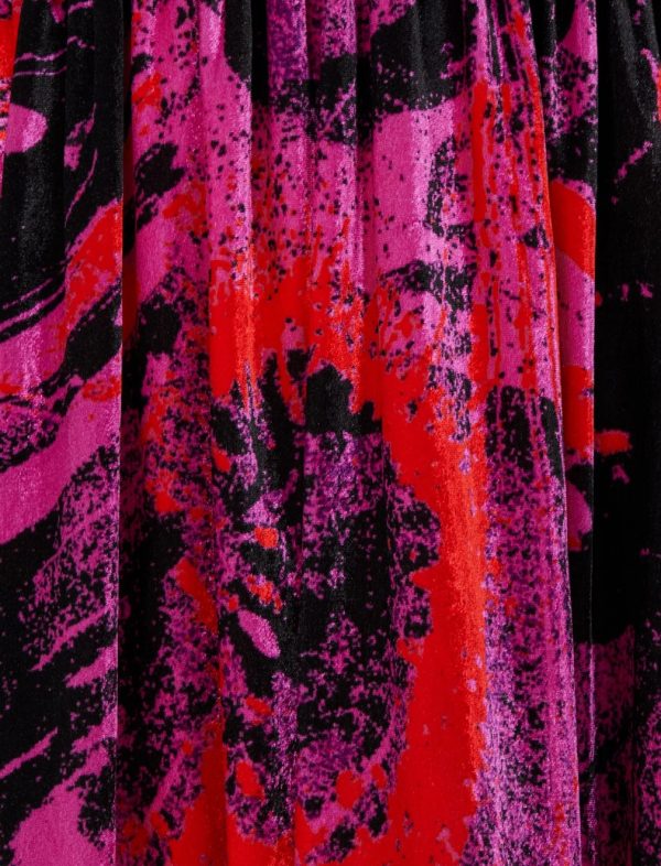 BCBG CECILIA LACE DETAIL DRESS - MAGENTA MARBLE PRINT - Image 6