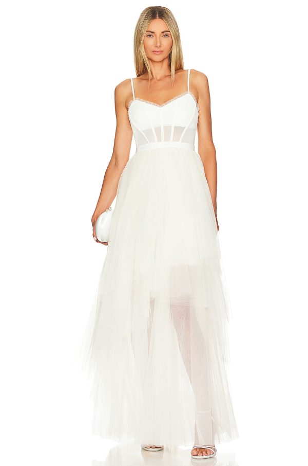 Bcbg Corset Tulle Gown Gardenia