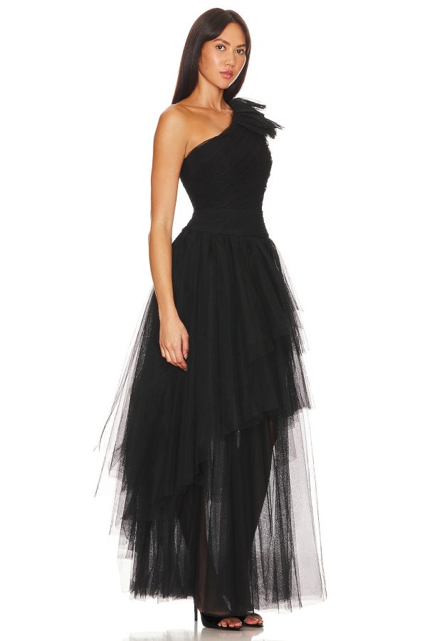 Bcbg One Shoulder Evening Dress Black - Image 3