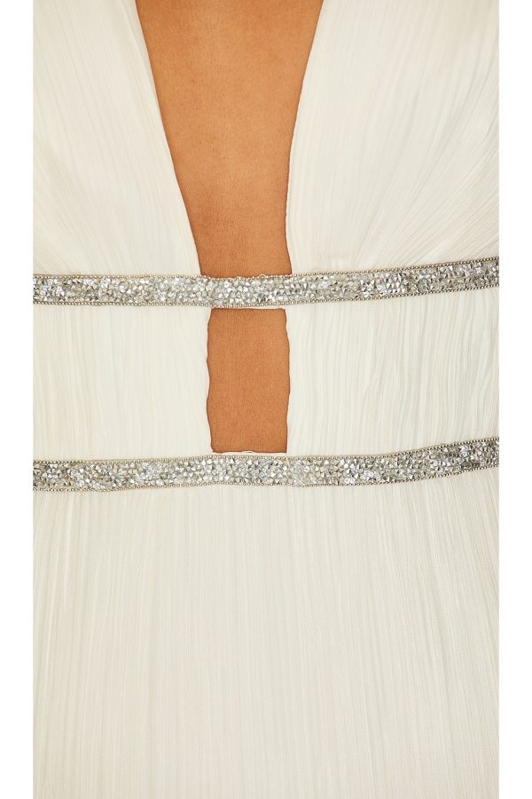 Bcbg V Neck Pleated Gown Gardenia - Image 3