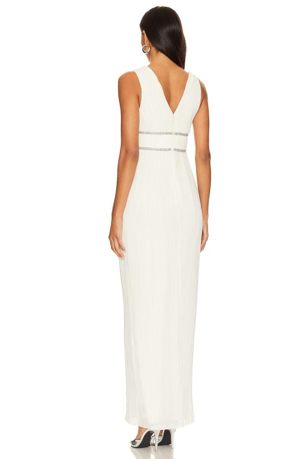 Bcbg V Neck Pleated Gown Gardenia - Image 4